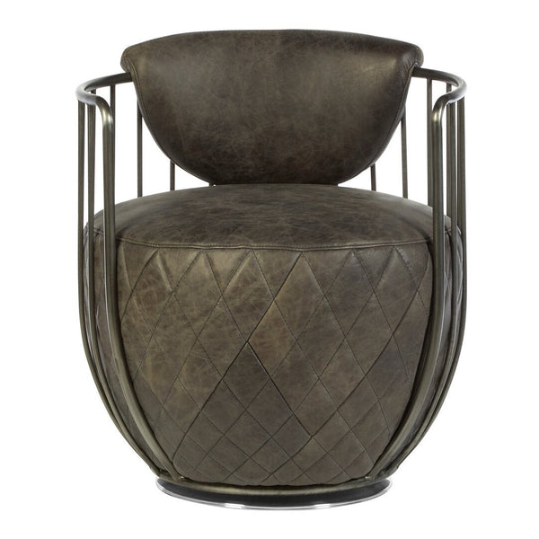 Hoxton Dark Grey Leather Swivel Chair - Canwell Interiors Limited - Xshowhome