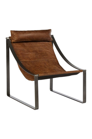 Hoxton Genuine Light Brown Leather Sling Chair - Canwell Interiors Limited - Xshowhome