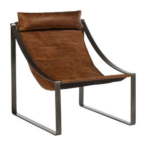 Hoxton Genuine Light Brown Leather Sling Chair - Canwell Interiors Limited - Xshowhome