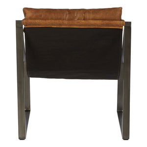 Hoxton Genuine Light Brown Leather Sling Chair - Canwell Interiors Limited - Xshowhome