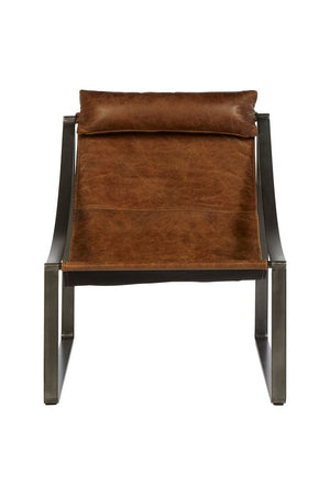 Hoxton Genuine Light Brown Leather Sling Chair - Canwell Interiors Limited - Xshowhome