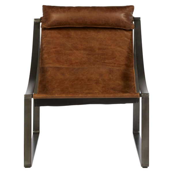 Hoxton Genuine Light Brown Leather Sling Chair - Canwell Interiors Limited - Xshowhome