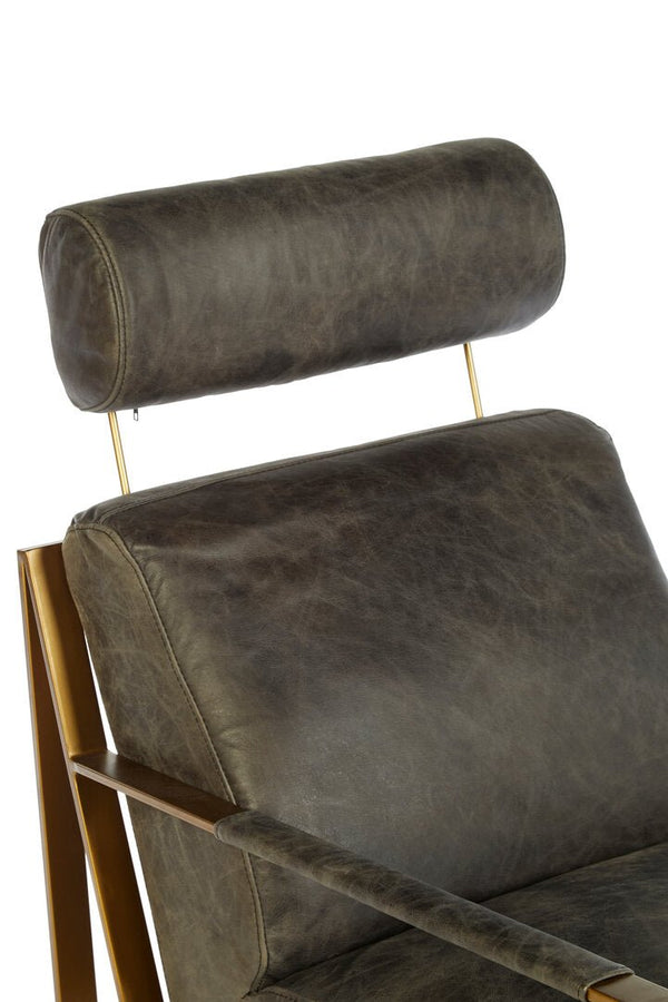 Hoxton Grey Leather Lounge Chair with Rose Gold Finish Frame - Canwell Interiors Limited - Xshowhome