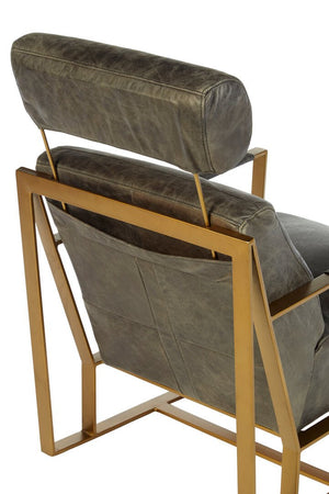 Hoxton Grey Leather Lounge Chair with Rose Gold Finish Frame - Canwell Interiors Limited - Xshowhome