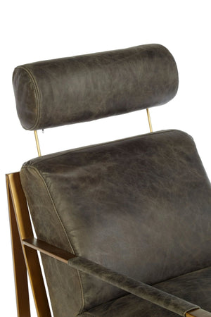 Hoxton Grey Leather Lounge Chair with Rose Gold Finish Frame - XShowhome Limited - Xshowhome