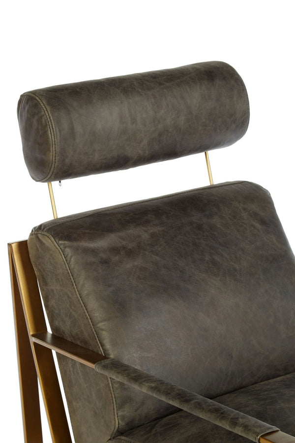 Hoxton Grey Leather Lounge Chair with Rose Gold Finish Frame - XShowhome Limited - Xshowhome