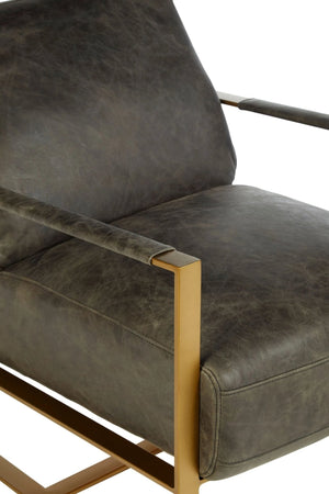 Hoxton Grey Leather Lounge Chair with Rose Gold Finish Frame - XShowhome Limited - Xshowhome