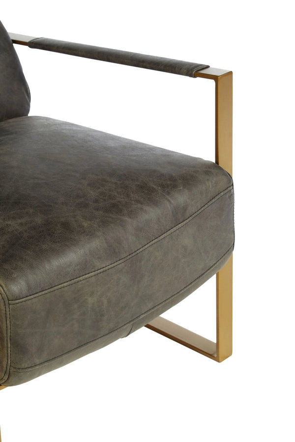 Hoxton Grey Leather Lounge Chair with Rose Gold Finish Frame - XShowhome Limited - Xshowhome