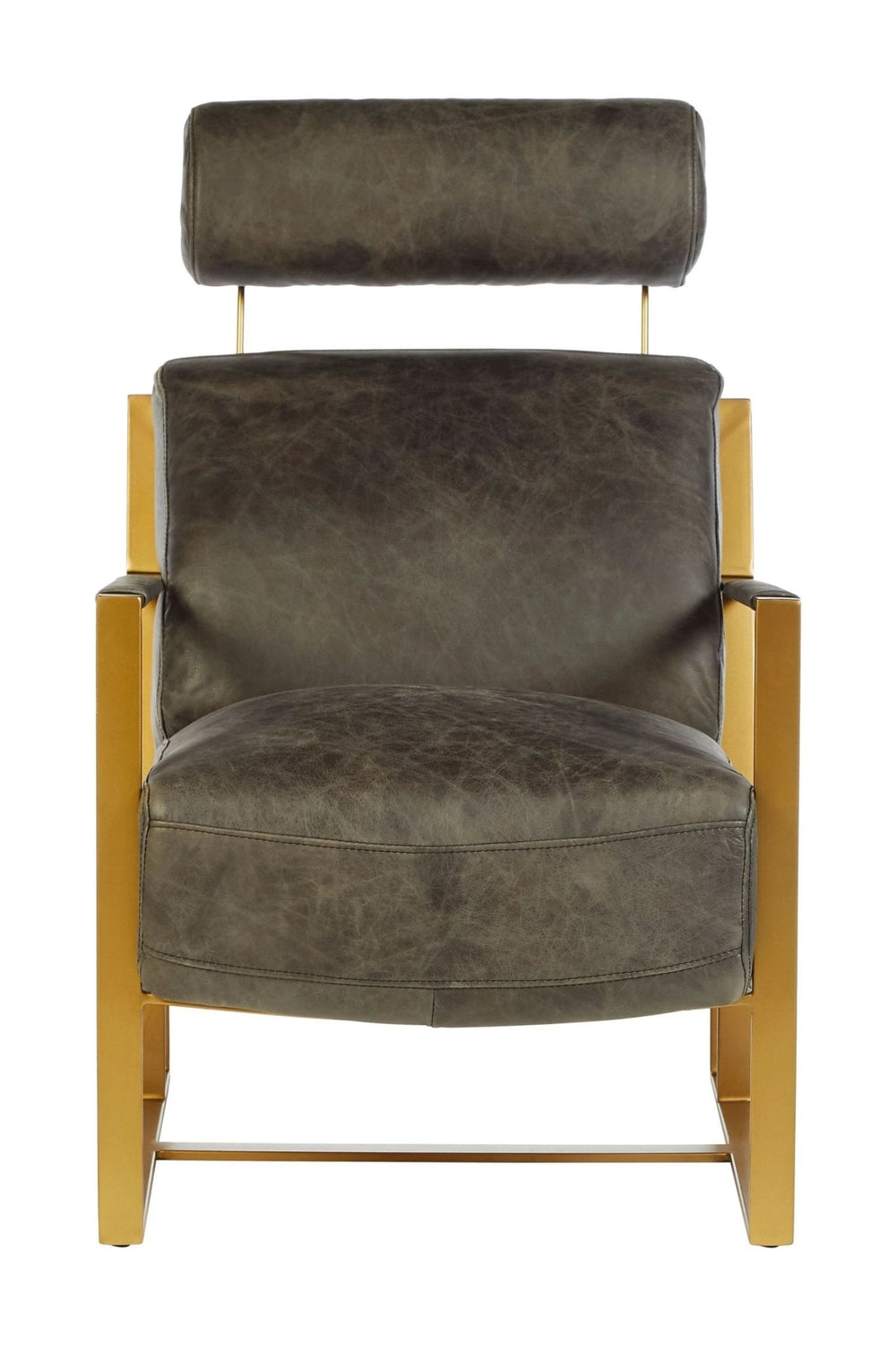 Hoxton Grey Leather Lounge Chair with Rose Gold Finish Frame - XShowhome Limited - Xshowhome