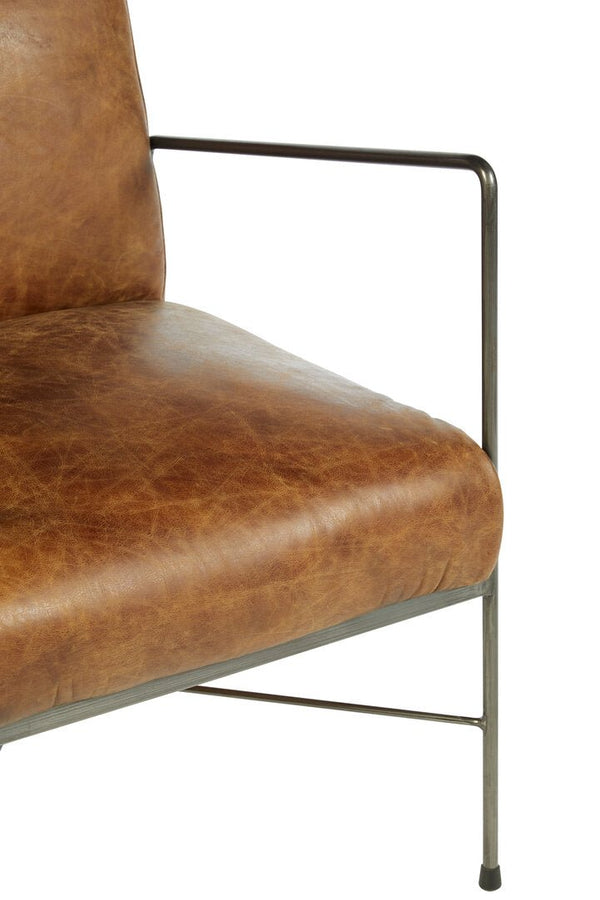Hoxton Light Brown Genuine Leather and Iron Lounge Chair - Canwell Interiors Limited - Xshowhome