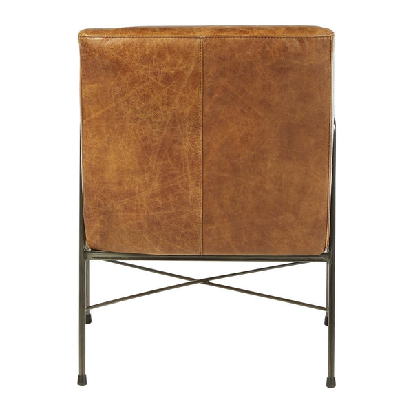 Hoxton Light Brown Genuine Leather and Iron Lounge Chair - Canwell Interiors Limited - Xshowhome