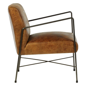 Hoxton Light Brown Genuine Leather and Iron Lounge Chair - XShowhome Limited - Xshowhome