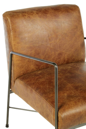 Hoxton Light Brown Genuine Leather and Iron Lounge Chair - XShowhome Limited - Xshowhome