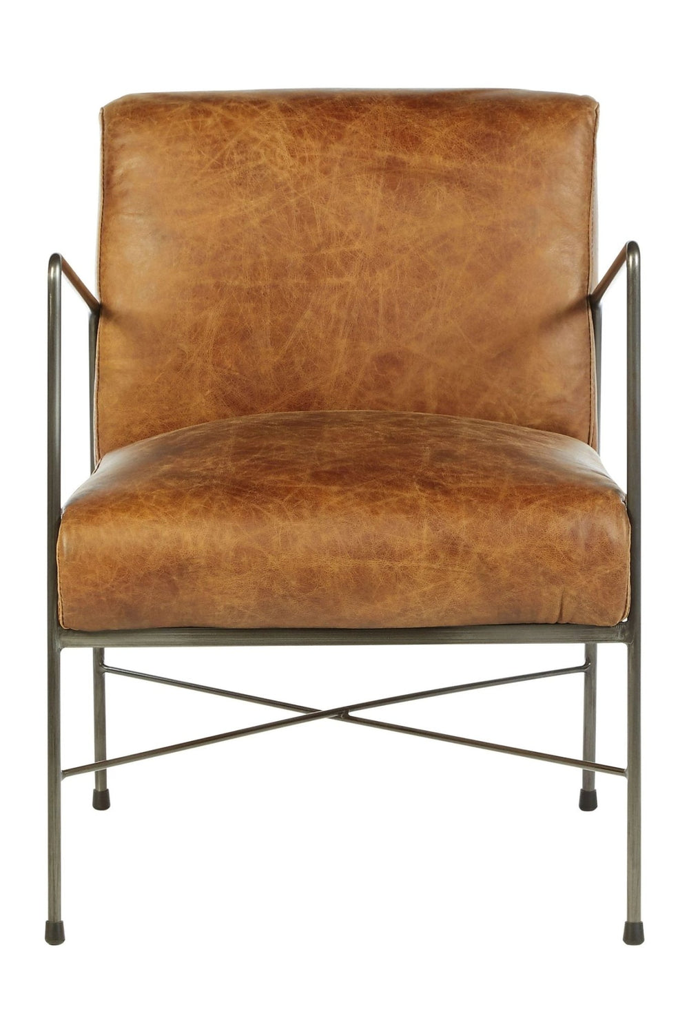 Hoxton Light Brown Genuine Leather and Iron Lounge Chair - XShowhome Limited - Xshowhome
