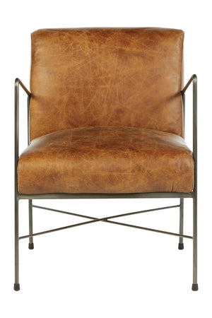 Hoxton Light Brown Genuine Leather and Iron Lounge Chair - XShowhome Limited - Xshowhome