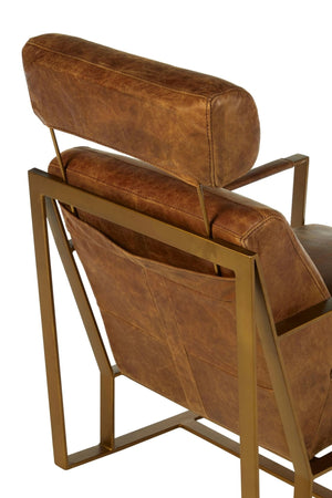 Hoxton Light Brown Leather Lounge Chair With Iron Frame - XShowhome Limited - Xshowhome
