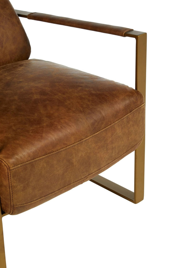 Hoxton Light Brown Leather Lounge Chair With Iron Frame - XShowhome Limited - Xshowhome
