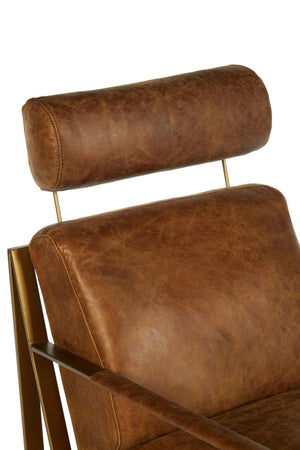 Hoxton Light Brown Leather Lounge Chair With Iron Frame - XShowhome Limited - Xshowhome