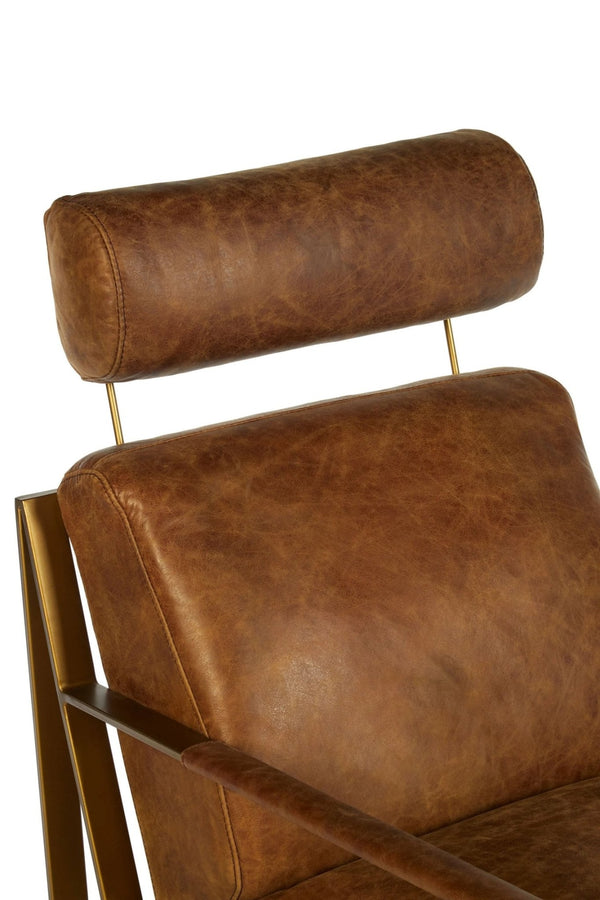 Hoxton Light Brown Leather Lounge Chair With Iron Frame - XShowhome Limited - Xshowhome