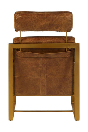 Hoxton Light Brown Leather Lounge Chair With Iron Frame - XShowhome Limited - Xshowhome
