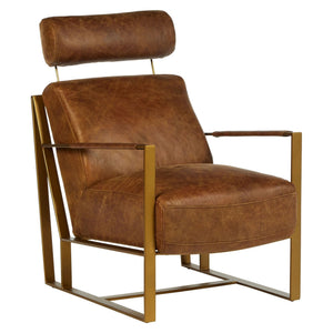Hoxton Light Brown Leather Lounge Chair With Iron Frame - XShowhome Limited - Xshowhome