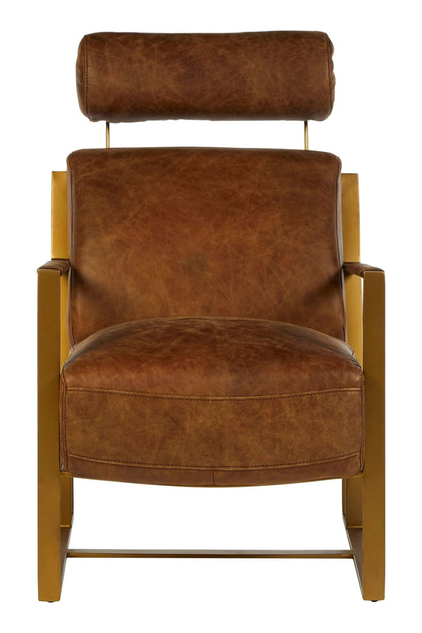 Hoxton Light Brown Leather Lounge Chair With Iron Frame - XShowhome Limited - Xshowhome