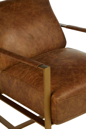 Hoxton Light Brown Leather Lounge Chair With Iron Frame - XShowhome Limited - Xshowhome
