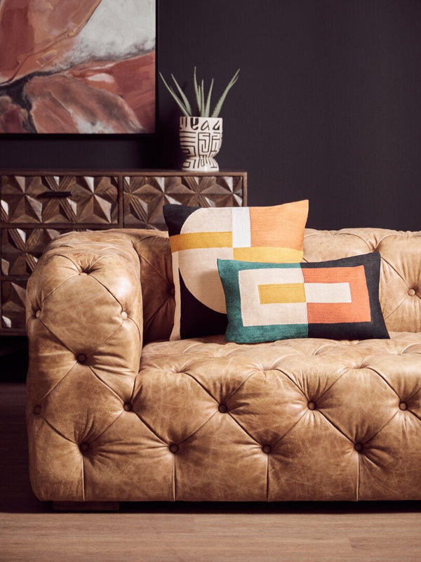 Hoxton Three Seat Brown Leather Modern Chesterfield Sofa - Canwell Interiors Limited - Xshowhome