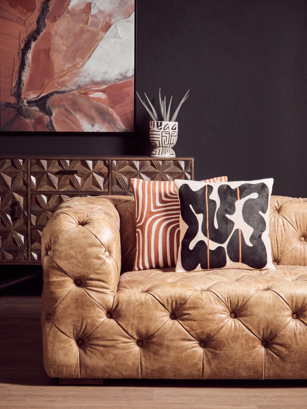 Hoxton Three Seat Brown Leather Modern Chesterfield Sofa - Canwell Interiors Limited - Xshowhome