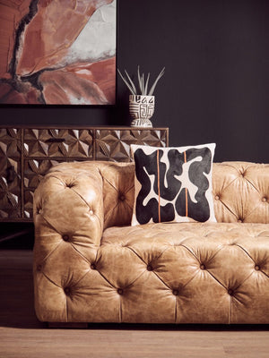 Hoxton Three Seat Brown Leather Modern Chesterfield Sofa - Canwell Interiors Limited - Xshowhome