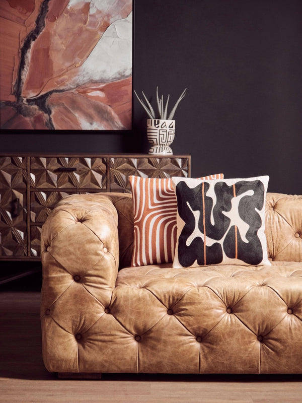 Hoxton Three Seat Brown Leather Modern Chesterfield Sofa - XShowhome Limited - Xshowhome