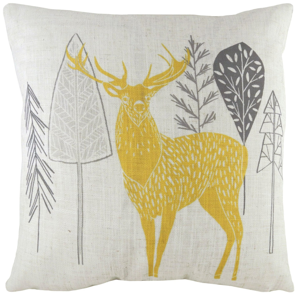 Hulder Stag 43x43 Feather Filled Cushion Natural - Canwell Interiors Limited - Riva