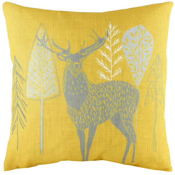 Hulder Stag 43x43 Feather Filled Cushion Ochre - Canwell Interiors Limited - Riva