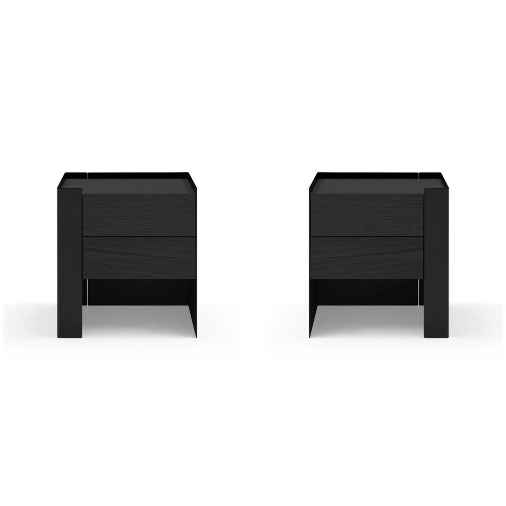 Tunica Bedside Table - Black Oak - Pair - XShowhome Limited - Tommy Franks