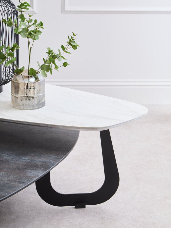 Imperia 2 Tier Large Asymmetrical Ceramic Coffee Table - Canwell Interiors Limited - Xshowhome