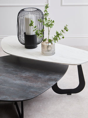 Imperia 2 Tier Large Asymmetrical Ceramic Coffee Table - Canwell Interiors Limited - Xshowhome