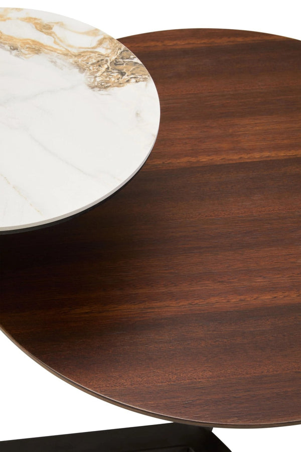 Imperia 2 Tier Round Veneer and Ceramic Coffee Table - XShowhome Limited - Xshowhome