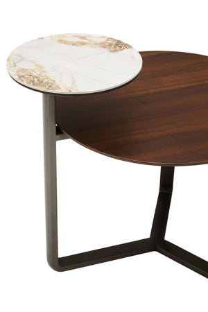 Imperia 2 Tier Round Veneer and Ceramic Coffee Table - XShowhome Limited - Xshowhome