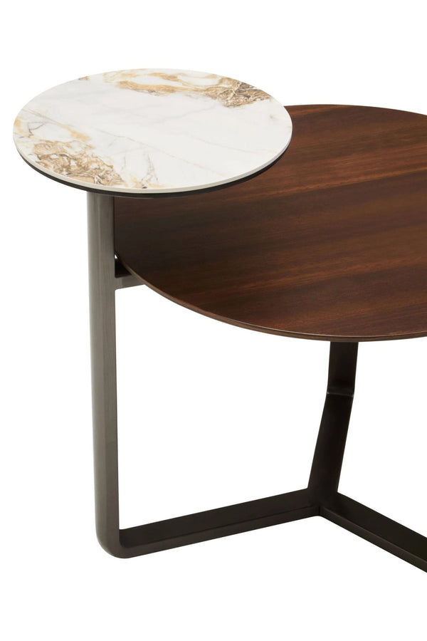 Imperia 2 Tier Round Veneer and Ceramic Coffee Table - XShowhome Limited - Xshowhome