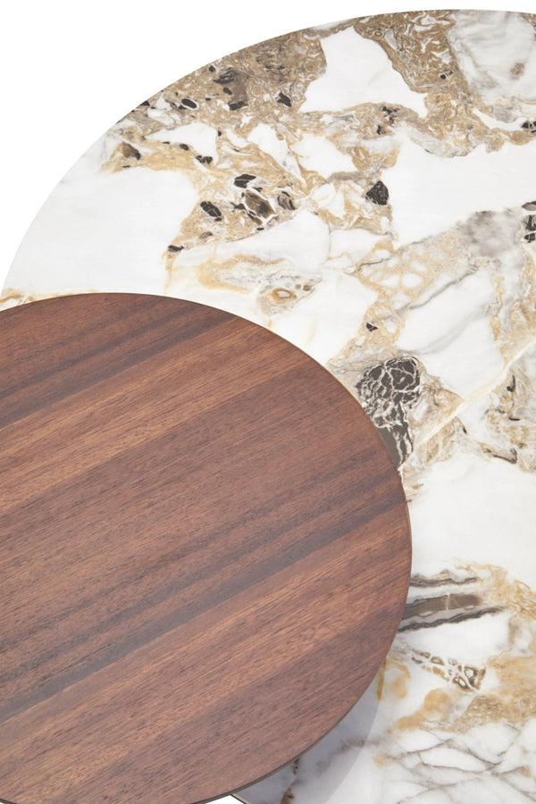 Imperia 3 Tier Round Ceramic Marble Effect Coffee Table - XShowhome Limited - Xshowhome