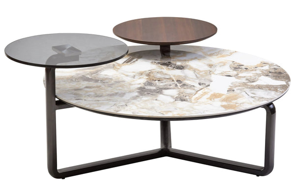 Imperia 3 Tier Round Ceramic Marble Effect Coffee Table - XShowhome Limited - Xshowhome