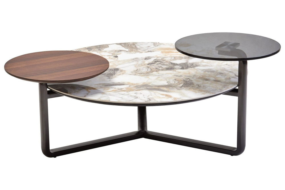Imperia 3 Tier Round Ceramic Marble Effect Coffee Table - XShowhome Limited - Xshowhome