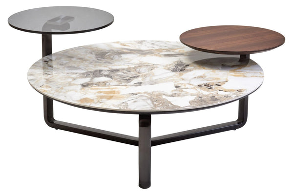 Imperia 3 Tier Round Ceramic Marble Effect Coffee Table - XShowhome Limited - Xshowhome