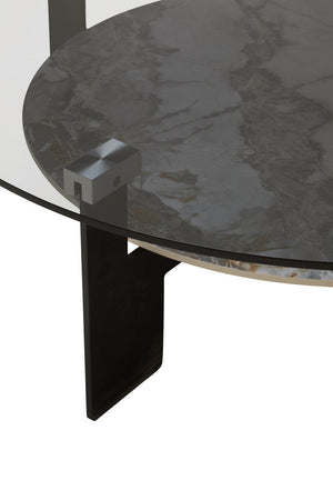 Imperia Round Grey Glass And Ceramic Large Coffee Table - Canwell Interiors Limited - Xshowhome