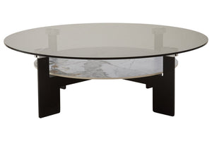 Imperia Round Grey Glass And Ceramic Large Coffee Table - Canwell Interiors Limited - Xshowhome