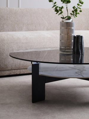Imperia Round Grey Glass And Ceramic Large Coffee Table - Canwell Interiors Limited - Xshowhome