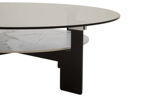 Imperia Round Grey Glass And Ceramic Large Coffee Table - Canwell Interiors Limited - Xshowhome