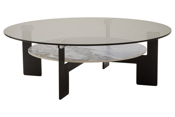 Imperia Round Grey Glass And Ceramic Large Coffee Table - Canwell Interiors Limited - Xshowhome