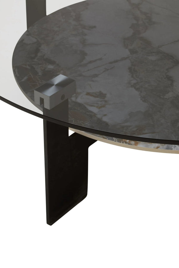Imperia Round Grey Glass And Ceramic Large Coffee Table - XShowhome Limited - Xshowhome