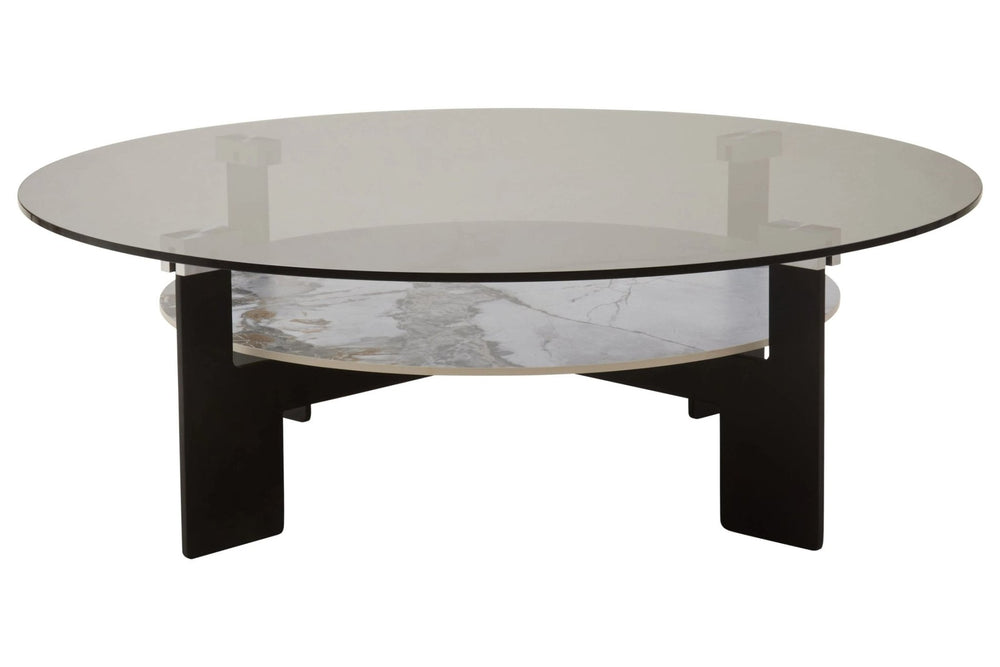 Imperia Round Grey Glass And Ceramic Large Coffee Table - XShowhome Limited - Xshowhome